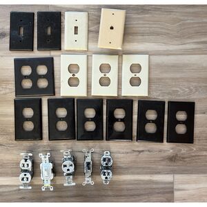 19 pc Light Almond & Brown SwitchPlates Electric Bundle Double Single Bundle Lot